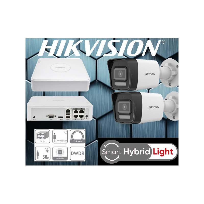 Kamerový set NVR s Poe+2x IP kamera-HIKVISION-DS-2CD1043G2-LIU, 4MP...